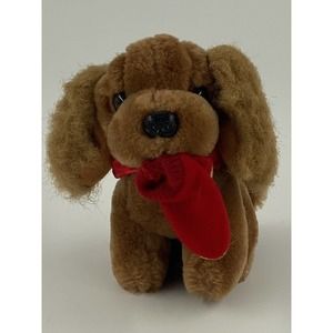 Vintage 1987 Prestige Isotoner Brown Plush Dig 5.5" Slipper Stuffed Animal Toy
